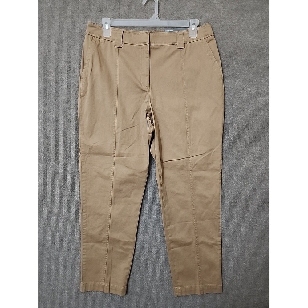 Talbots Ankle Chino Pants Womens 14 Brown Slim Leg Stretch NEW